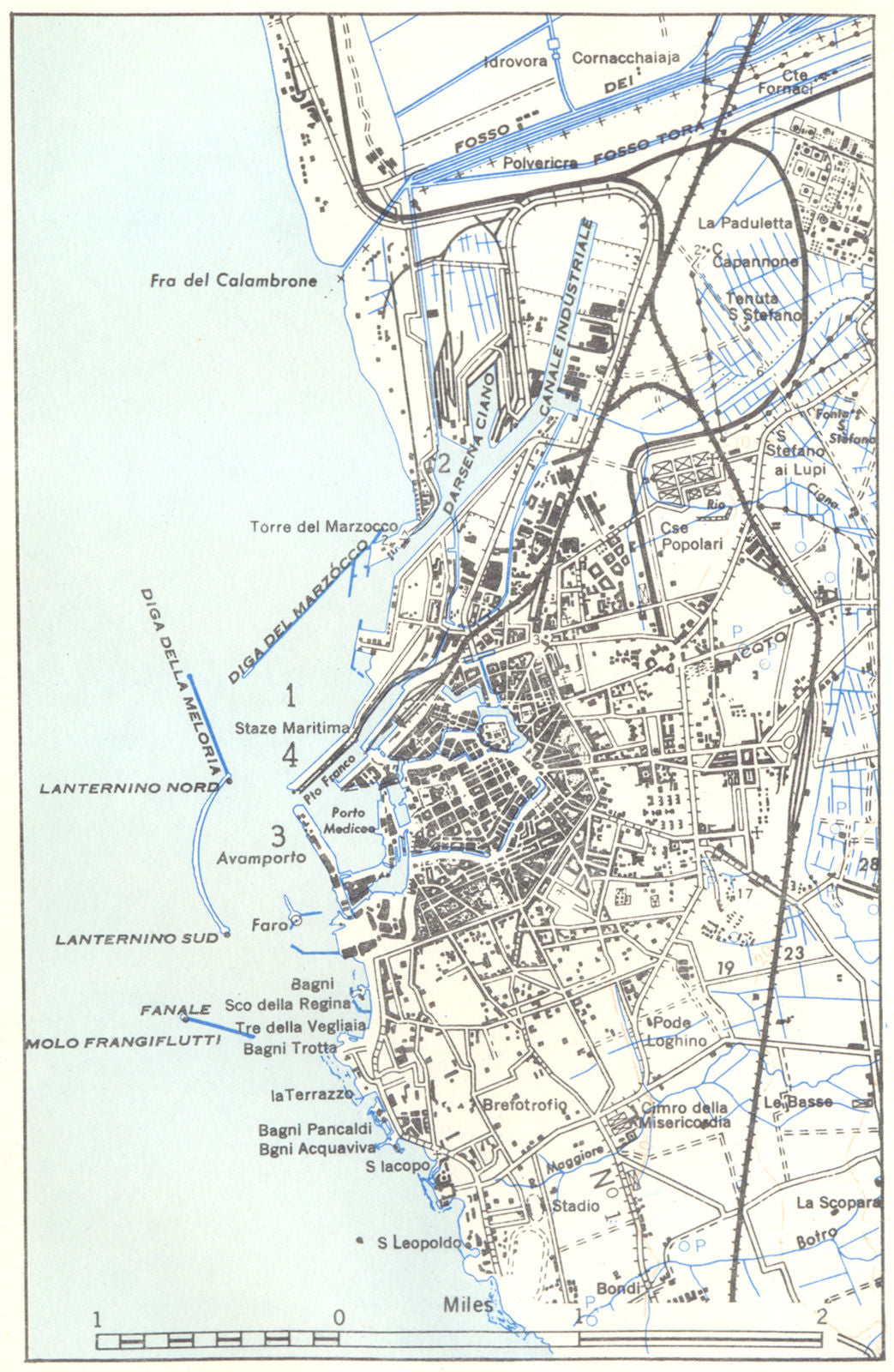 ITALY. Livorno 1945 old vintage map plan chart